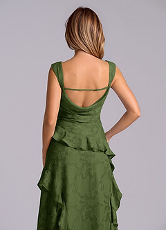Azazie Sloane Robes de demoiselle d'honneur Robe Trapèze en Blumen-Burnout Encolure en Forme de Cœur Olive image7