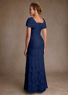 Azazie Amallia Mother of the Bride Dresses Dark Navy Jacquard Mermaid Off the Shoulder Floral Jacquard Dress image2