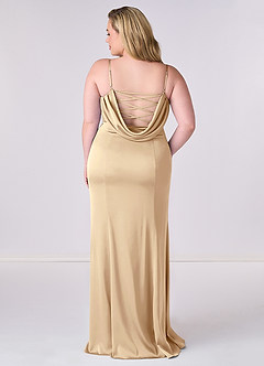 Barbie ♥ Azazie Bridesmaid Dresses Champagne Mermaid Corset Stretch Satin Dress image7