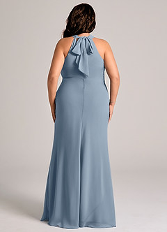Azazie Doretta Bridesmaid Dresses Dusty Blue Mermaid Pleated Chiffon Dress image7
