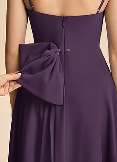 Azazie Bear Junior Plum A-Line Pleated Chiffon Dress image8