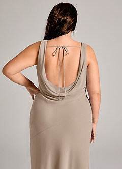 Azazie Rylina Bridesmaid Dresses Taupe Mermaid Pleated Chiffon Dress image12