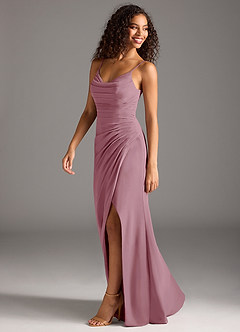 Azazie Deandra Bridesmaid Dresses Vintage Mauve Mermaid Pleated Chiffon Dress image3