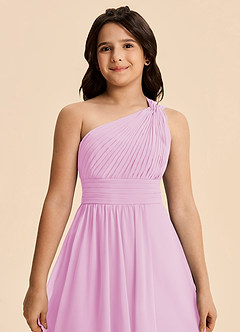 Azazie Skye Junior Candy Pink A-Line Pleated Chiffon Dress image6