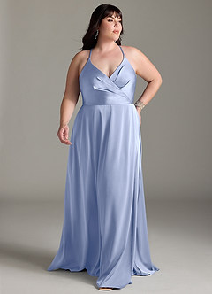 Azazie Davis Bridesmaid Dresses Ice A-Line Pleated Stretch Satin Dress image7