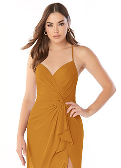 Azazie Aribella Brautjungfernkleider Etui Gestreift Chiffon Kleid Butterscotch image5