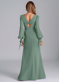 Azazie Mero Bridesmaid Dresses Eucalyptus Mermaid Long Sleeve Chiffon Dress image3