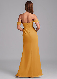Azazie Johana Brautjungfernkleider Wandelbar Meerjungfrau-Linie Schulterfrei Chiffon Kleid Butterscotch image2