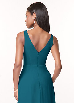 Azazie Nala Bridesmaid Dresses Ink Blue A-Line Pleated Chiffon Dress image5