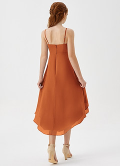Azazie Mariam Junior Cinnamon A-Line Pleated Chiffon Dress image6