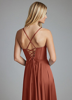 Azazie Alaia Suknie dla druhen Linia A Gorset Satyna elastyczna Do ziemi Sukienka image2