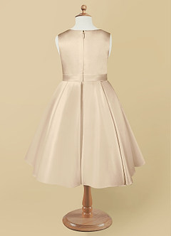 Azazie Coco Flower Girl Dresses Champagne A-Line Bow Matte Satin Dress image6