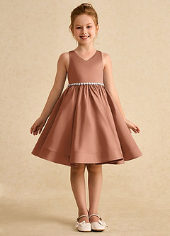 Azazie Julietta Blumenmädchenkleider Ballkleid Cabrio Tüll Kleid Bronzer image9