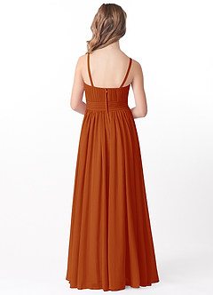 Azazie Astrid Junior Paprika A-Line Floral Chiffon Dress image2