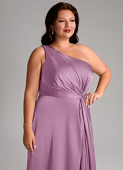 Azazie Brooke Brautjungfernkleider A-Linie One-Shoulder Stretch-Satin Kleid Blauregen image13