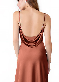 Azazie Alaija Bridesmaid Dresses Clay Mermaid Side Slit Stretch Satin Dress image6