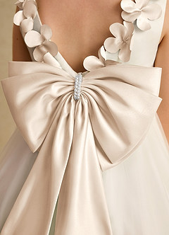 Azazie Lilli Flower Girl Dresses Ivory White Alabaster A-Line Bow Tulle Dress image6