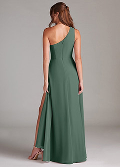 Azazie Brooke Bridesmaid Dresses Sea Moss A-Line One Shoulder Chiffon Dress image7