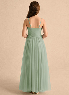 Azazie Poppy Girls Formal Flower Girl Dresses Dusty Sage A-Line Pleated Tulle Dress image2