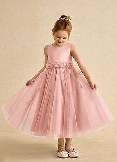 Azazie Lux Flower Girl Dresses Rosette A-Line Beaded Tulle Dress image3