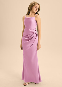 Azazie Renna Junior Meerjungfrau-Linie Plissee Stretch-Satin Kleid Bonbonrosa image5