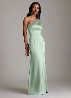 Azazie Voni Abiti da Damigella Abito Sirena in Raso Elasticizzato Monospalla Agave image1