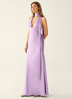 Wrenllien Frostiges Flieder Robe de bal en satin image1