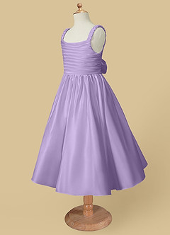 Azazie Cutie Pie Flower Girl Dresses Lilac A-Line Pleated Matte Satin Dress image6