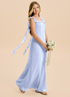 Azazie Cindy Junior Ice A-Line Ruched Chiffon Dress image1