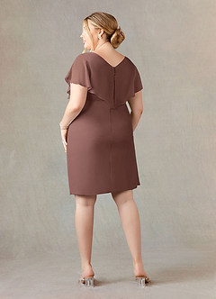 Azazie Julia Mother of the Bride Dresses Espresso Sheath V-Neck Pleated Chiffon Dress image12