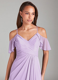 Azazie Dakota Bridesmaid Dresses Lilac A-Line Off the Shoulder Mesh Dress image5