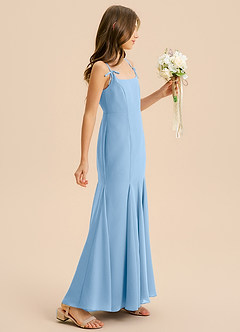 Azazie Evey Junior Powder Blue Mermaid Pleated Chiffon Dress image5