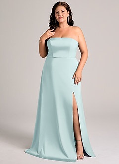 Azazie Wren Brudtärnklänningar Klä av A-Linje i Stretch Satin Axelbandslös Dimma Konvertibel image8