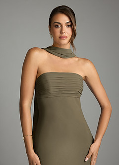 Azazie Saylor Brudtärnklänningar Klä av Sjöjungfru i Chiffong Axelbandslös Pilgrön image6