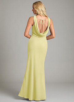 Azazie Rylina Vestidos de damas de honor Vestido de Sorbete De Limón de Gasa de Corte Sirena con Plisado image6