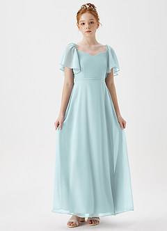 Azazie Chloe Junior Robe Trapèze en Mousseline de soie Encolure en Forme de Cœur Brume image1