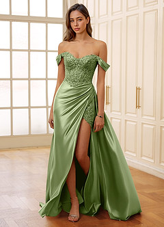 Rowane Olive Corset Rhinestone Sheer Lace Prom Dress image7