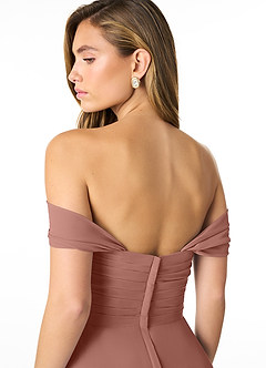 Azazie Kaitlynn Bridesmaid Dresses Cedar Rose Empire Ruched Chiffon Convertible Dress image6