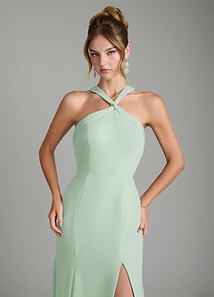Azazie Rue Bridesmaid Dresses Agave A-Line Halter Chiffon Dress image3