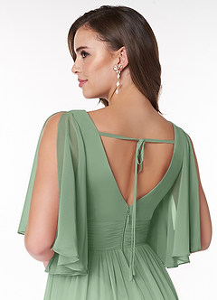 Azazie Temeka Bridesmaid Dresses Matcha A-Line Ruched Chiffon Dress image5