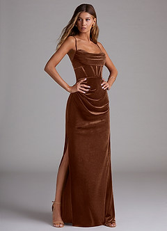 Azazie Mai Bridesmaid Dresses Umber Sheath Sweetheart Neckline Velvet Dress image3