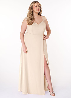 Azazie Everett Bridesmaid Dresses White Alabaster A-Line V-neck Ruched Chiffon Dress image9