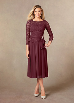 Azazie Charlee Mother of the Bride Dresses Cabernet A-Line Lace Dress image1