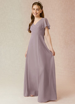 Azazie Induh Junior Dusk A-Line Ruched Chiffon Dress image3