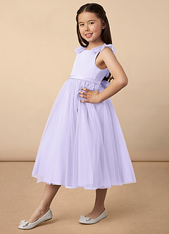 Azazie Dolly Flower Girl Dresses Lilac A-Line Bow Tulle Dress image2