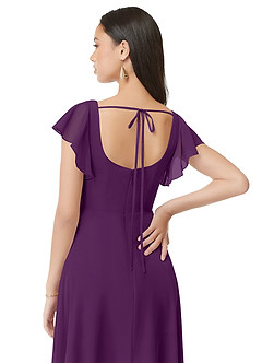 Azazie Bondi Bridesmaid Dresses Grape A-Line Ruched Chiffon Dress image5