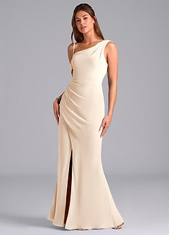 Azazie Madelyn Abiti da Damigella Abito Convertibile Sirena in Chiffon Monospalla Alabastro Bianco image5