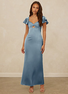 Christian Siriano Bridal for Azazie 1005 Bridesmaid Dresses Dusty Blue Sheath Sweetheart Neckline Stretch Satin Dress image4