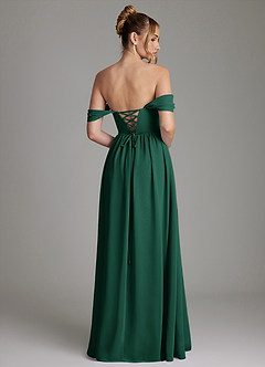 Azazie Caterina Bridesmaid Dresses Emerald A-Line Corset Chiffon Dress image10