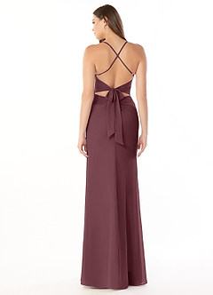 Azazie Aribella Bridesmaid Dresses Sangria Sheath Ruched Chiffon Dress image2